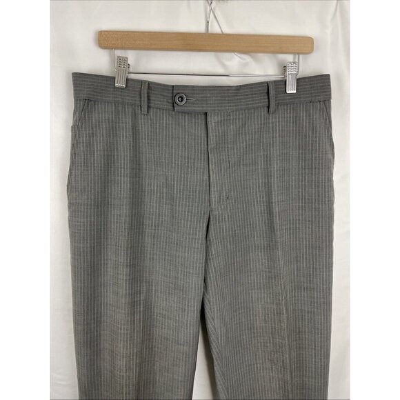 Alberto Ceramica James Grey Wool Comfort Fit Pinstripe Pants Mens EU Size 50 - Picture 2 of 12